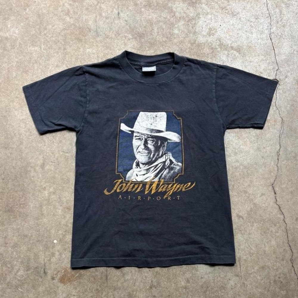 Vintage 90s John Wayne Airport single stitch black cotton t-shirt   Mens Size XS